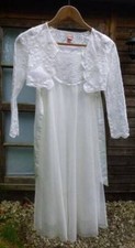 MONSOON IVORY-WHITE ESTELLA TULLE+LACE BRIDESMAID OCCASION DRESS+SHRUG 9 YRS