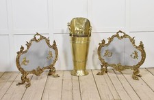 Pair of Louis XV Style Gilt Bronze Fire Screens | Ornate Rococo Revival Fireplac
