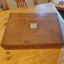 Vintage/Antique Walker & Hall EMPTY Wooden Cutlery Box With Cutlery Labels