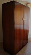 VTG 1940s AUSTINSUITE  DOUBLE WARDROBE H:182.5cm W:123cm D:65cm 67cm inc handles