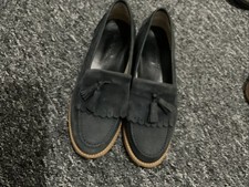Womens Russell and Bromley Navy leather flat loafers size 6