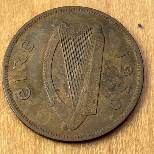1950 ireland penny coin vf - 1950,