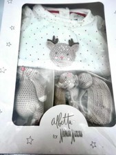 Albetta for Neiman Marcus Reindeer Infant Set 3-6 Months Booties, Bodysuit, Toy