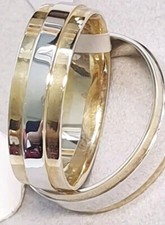 9CT WHITE AND YELLOW GOLD HEAVY WEIGHT WEDDING RING SIZE P.