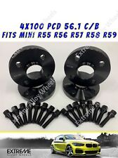 Fits Mini Wheel Spacers 16mm R55 R56 R57 R58 R59 Black Alloy + Bolts 4x100 56.1