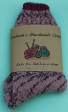 A Pair of Hand-knitted Men's Socks size 10-12 Colour: Pinks
