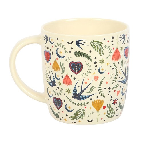 Cream midnight bloom folk art - midnight,