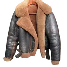 Men's B3 RAF Brown Flying Bomber Irvin Shearling Aviator Fur Real Leather Jacket