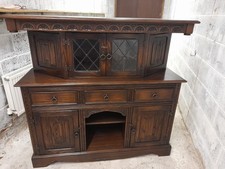 Vintage dark wood display cabinet and cupboards. Good condition