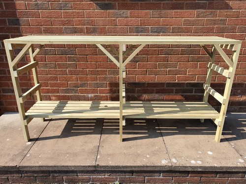 Wooden greenhouse staging - greenhouse,