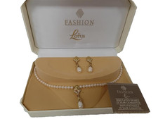 Simulated Pearl Collar Necklace & Matching Earrings - Fashion by Lotus
