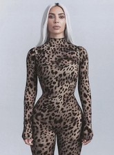 Dolce & Gabbana x Skims Milky Sheer Mock Neck Catsuit Bodysuit Leopard RARE NEW
