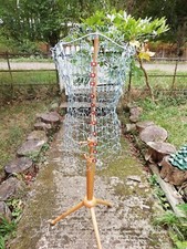 Vintage French Blue Wire Dress Making Mannequin Turned Beech Stand Circa 1940's