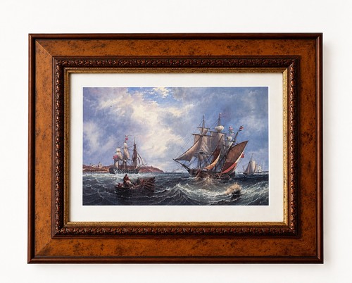 Framed maritime ship print - framed,