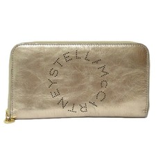 STELLA McCARTNEY Stella McCartney logo punching round zipper long wallet pink go