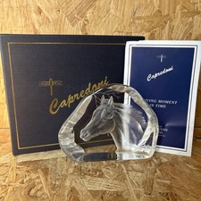 Vintage CAPREDONI Dartington Crystal Paperweight Horse Head 12x9.5cm - Signed