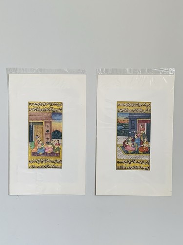 Pair mughal miniature - pair,