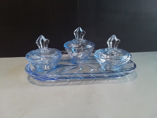 Blue glass vanity dressing - blue,