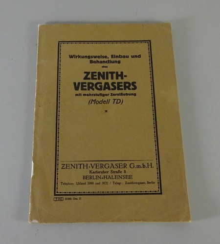 Manual zenith carburetor model - zenith,