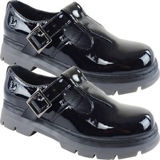 SCHOOL GIRLS CHILDRENS LADIES FLAT LOAFER DOLLY SHOES SIZE WORK T BAR BUCKLE NEW