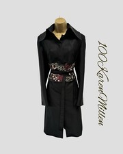 KAREN MILLEN UK10 EU38 US6 BLACK TAILORED FLORAL EMBROIDERY ORIENTAL COAT