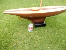 Vintage model yacht hull, clinker built and restored. Made from mahogany