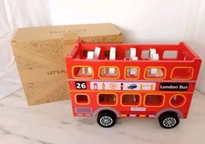 Jaques of London Red London Bus Wooden Toy  with Wooden Figures