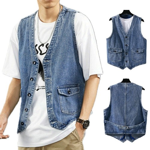 Mens neck denim jacket - neck,