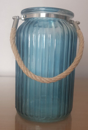 Blue glass roped handle