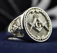 Freemason Compass Signet Ring