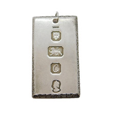 Sterling Silver Bullion Bar Ingot Pendant Vintage 1977 London