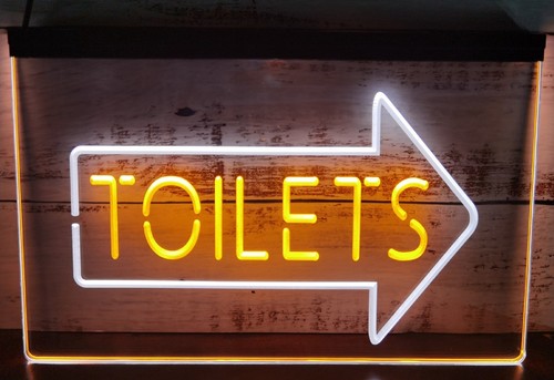 Toilets arrow led neon sign - toilets,