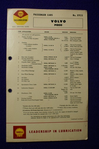 Volvo p1800 shell lubrication - p1800,