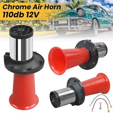 Red 12V KLAXTON AHHOOOGAH OLD STYLE VINTAGE AIR HORN CHROME KLAXON CAR Truck Van