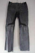 TRIUMPH WOMENS BLACK LEATHER BIKER TROUSERS WITH CE ARMOUR WAIST 34 IN/LEG 34 IN