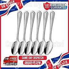 SET OF SIX 6 TEA SPOONS BEADED STAINLESS STEEL CUTLERY STANDARD SIZE KITCEN PACK