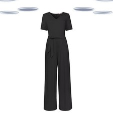 Ex Joe Browns Women’s Short Sleeve Jersey Wide Leg Jumpsuit in Black