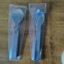 Camping Hiking Cutlery Set - X2 Sets Knife ,Fork ,Spoon ,Bottle Opener Clip 