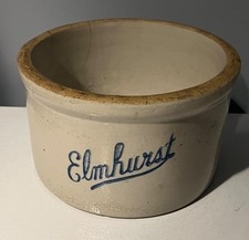 Elmhurst Dairy Stoneware Crock Cream Cheese Butter Queens NY NYC 5" x 7.5"