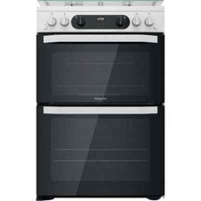 Hotpoint HDM67G0CCW 60cm Gas Cooker - Gas Double Ovens, Gas Grill & Hob, Lid