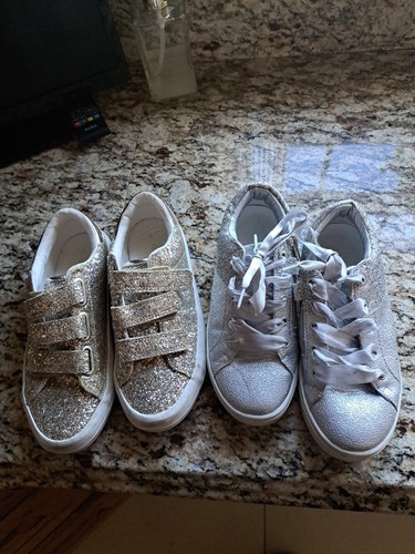 Girls silver glitter tommy - silver,