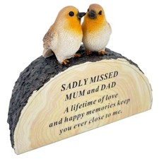 Special Mum and Dad Graveside Memorial Robin Bird Grave Plaque Ornament 