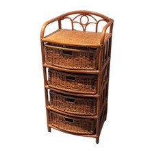 Large Wicker Bamboo 4 Chest of Drawers Rattan Furniture Boho CB31