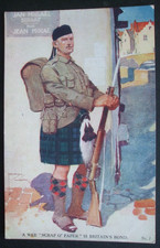 LAWSON WOOD Patriotic WW1 P/C SCOTTISH SOLDIER KILT GLENGARRY RIFLE BAYONET SCOT