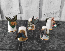 Pewter China Butterfly Thimble Bundle x5 Hand Painted Set F