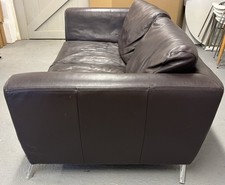 Heals Brown Leather Sofa (2 Person)