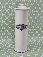 Vintage 1869 victorian pottery Spaghetti Jar Pot With Lid Blue