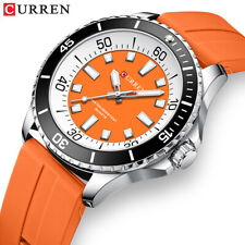 Curren Mens Analog Watch Round Dial Casual Rubber Strap Quartz Watches Luminous