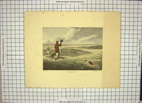 Original old antique print - old,