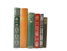 Vintage Books with Faux Leather Bindings for Decoration. 18.5cm shelf space.